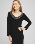 Chicos Travelers™ Rhinestone V-neck Top - TRAVELERS BLACK Chicos Travelers™ Rhinestone V-neck Top - TRAVELERS BLACK