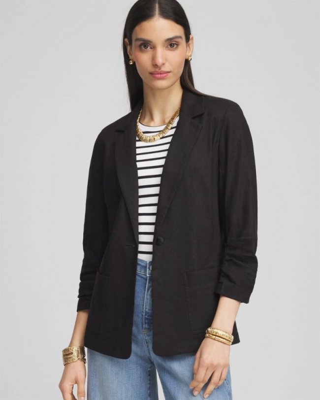 Chicos Linen Stretch Blazer - BLACK Chicos Linen Stretch Blazer - BLACK