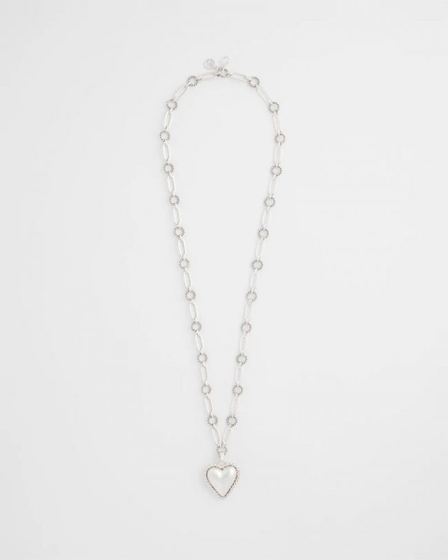 Chicos Heart Twice As Nice Pendant Necklace - SILVER