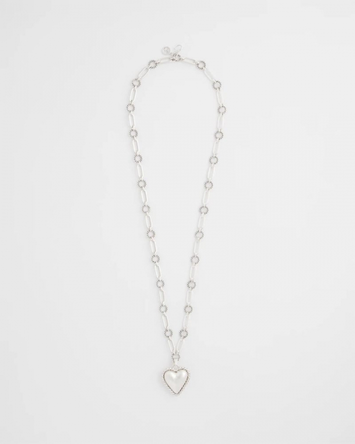 Chicos Heart Twice As Nice Pendant Necklace - SILVER