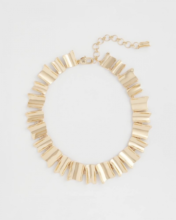 Chicos Gold Wave Collar Necklace - GOLD