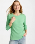 Chicos Ribbed Button Crewneck Tee - PEPPERMINT GREEN Chicos Ribbed Button Crewneck Tee - PEPPERMINT GREEN