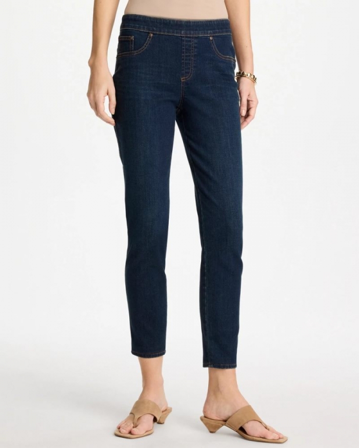 Chicos Pull-On Slim Ankle Jeggings - DARK RAINIER INDIGO