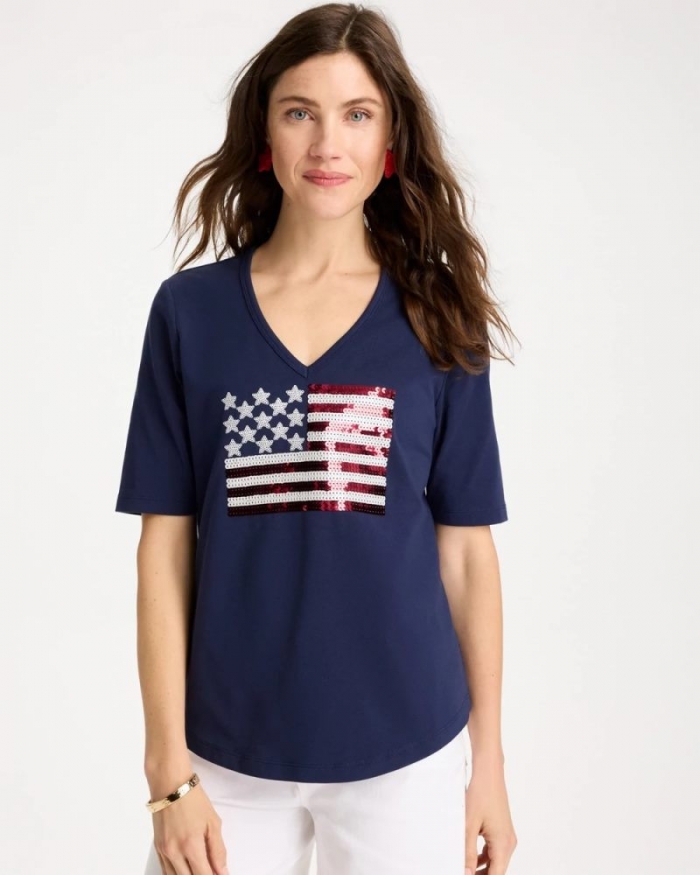Chicos Americana Tee - PASSPORT BLUE