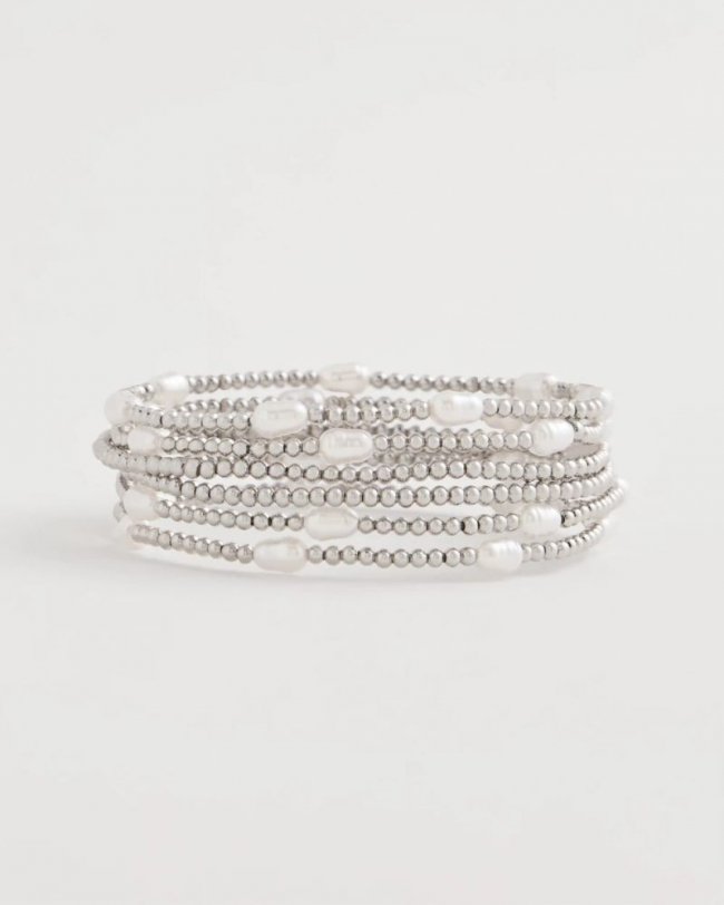 Chicos Pearlescent Bead Ball Bracelet - SILVER Chicos Pearlescent Bead Ball Bracelet - SILVER