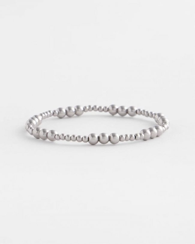 Chicos Silver-tone Small Bead Stretch Bracelet - SILVER
