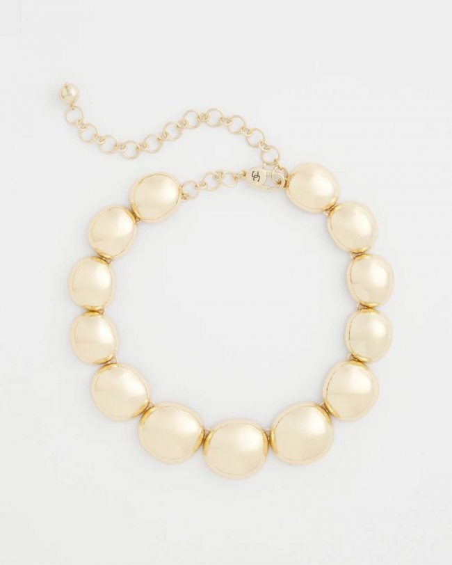 Chicos Gold Pebble Collar Necklace - GOLD