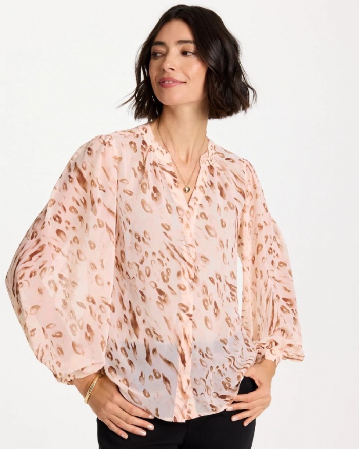 Chicos Georgette Soft Spots Blouse - SWEET BLOSSOM