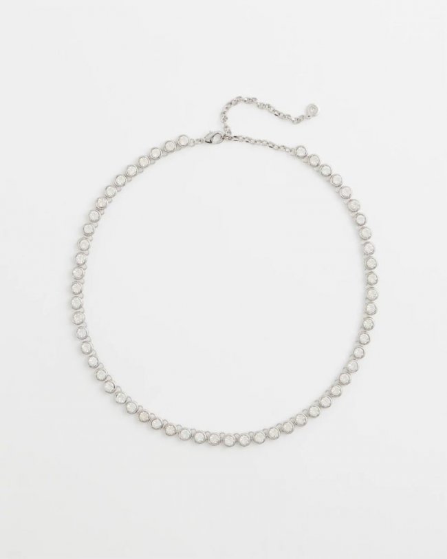 Chicos Silvertone Tennis Necklace - SILVER