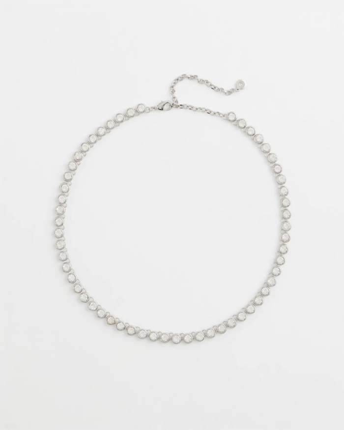 Chicos Silvertone Tennis Necklace - SILVER