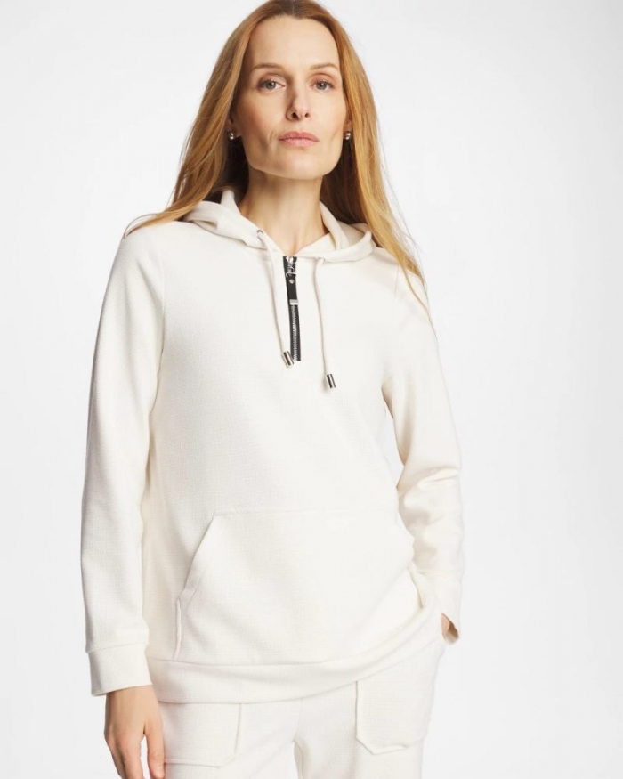 Chicos Zenergy® Soft Waffle Hooded Top - CREAM