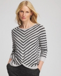 Chicos Zenergy® Striped Twist-Front Top - SALT AND PEPPER