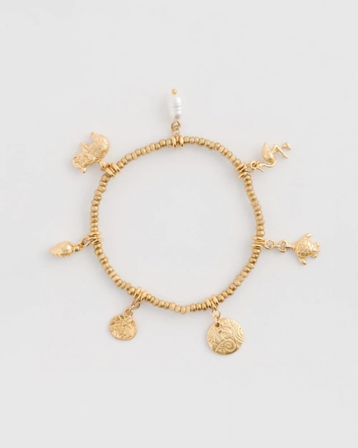 Chicos Goldtone Stretch Charm Bracelet - GOLD
