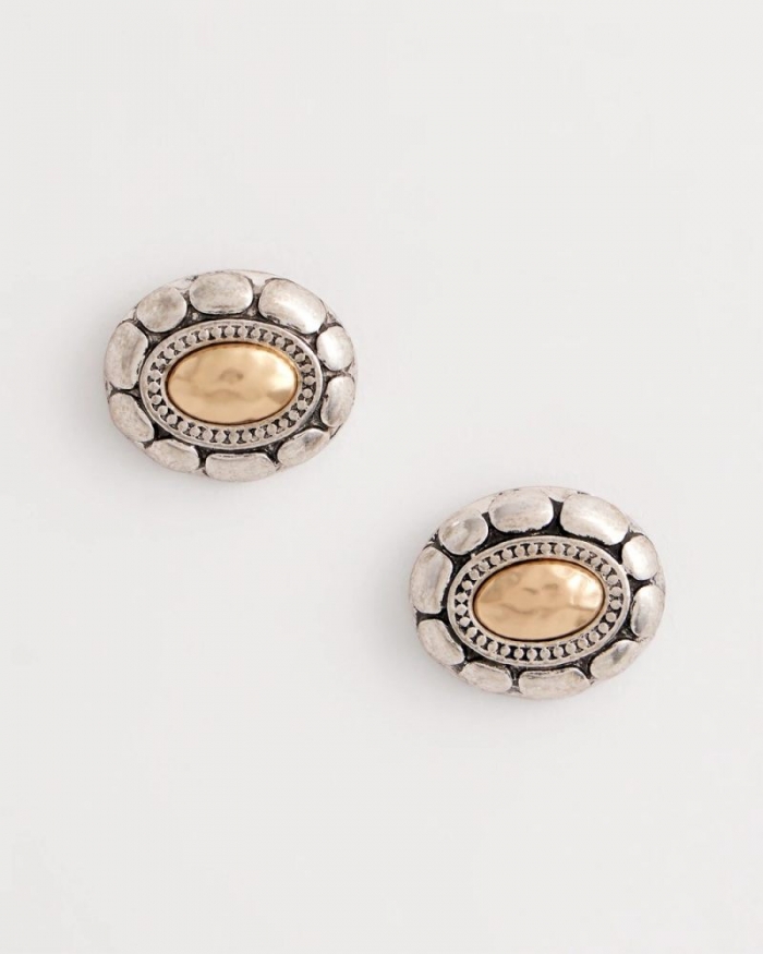 Chicos Mixed Metal Stud Earrings - TURQUOISE