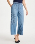 Chicos Embellished Ultra Lightweight Crop Jeans - CARESSA INDIGO