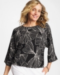 Chicos Ginkgo Matte Jersey Bubble Hem Top - BLACK