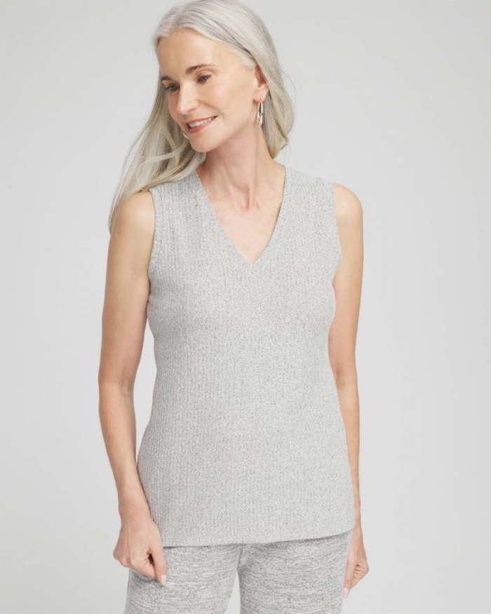 Chicos Zenergy® Soft Essentials V-Neck Tank - SALT AND PEPPER