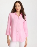Chicos No Iron Linen Striped Shirt - PINK PANSY Chicos No Iron Linen Striped Shirt - PINK PANSY