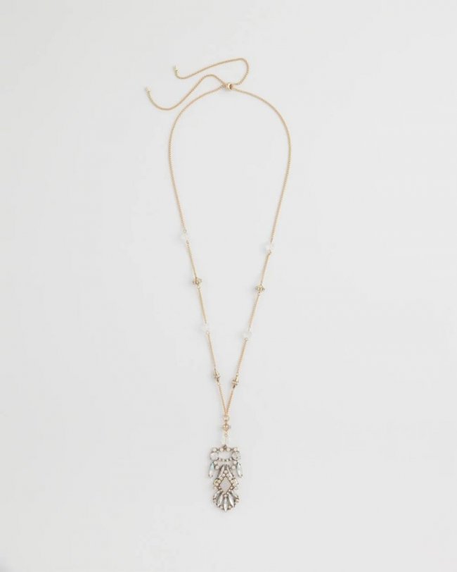 Chicos Adjustable Opalescent Pendant Necklace - PINK