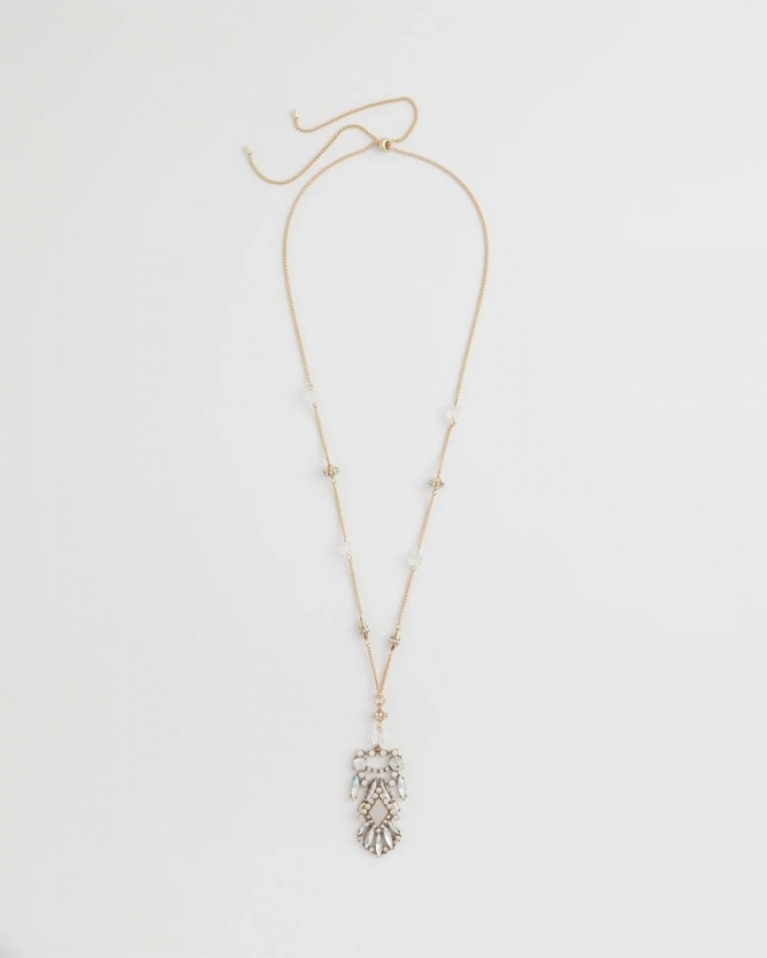 Chicos Adjustable Opalescent Pendant Necklace - PINK