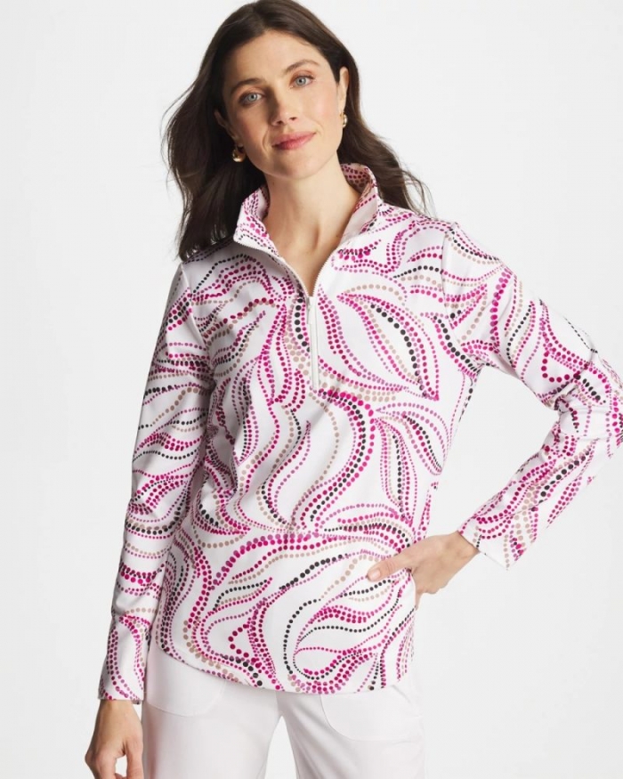 Chicos Zenergy® UPF Speckled Wave Half Zip - EUROPA PINK