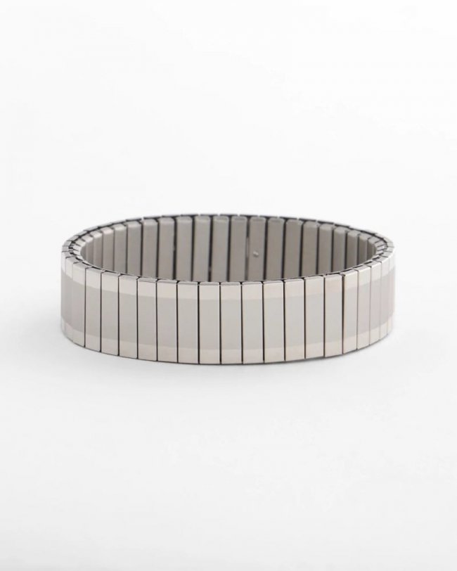 Chicos Silver Tone Stretch Watchband Bracelet - SILVER Chicos Silver Tone Stretch Watchband Bracelet - SILVER