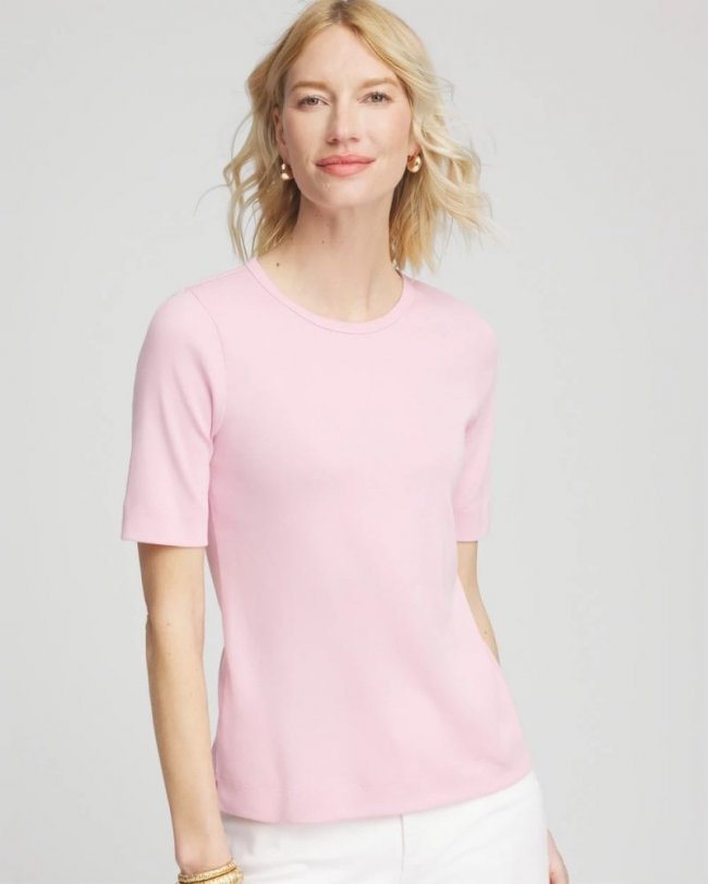 Chicos Classic Fit Pima Cotton Tee - ROSE SHADOW