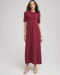 Chicos Stretch-Jersey Maxi Dress - RUSSET RED