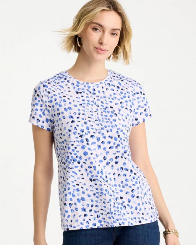 Chicos Murano Cotton Stretch Cap Sleeve Tee - AMPARO BLUE