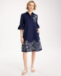 Chicos 3D Applique Dress - PASSPORT BLUE