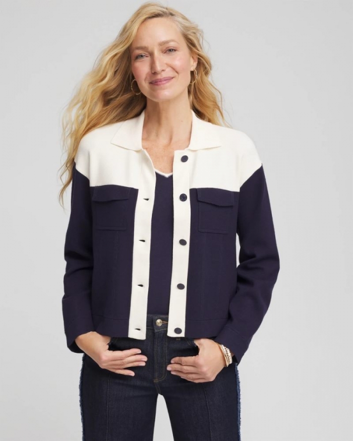 Chicos Colorblock Cardigan Jacket - PASSPORT BLUE