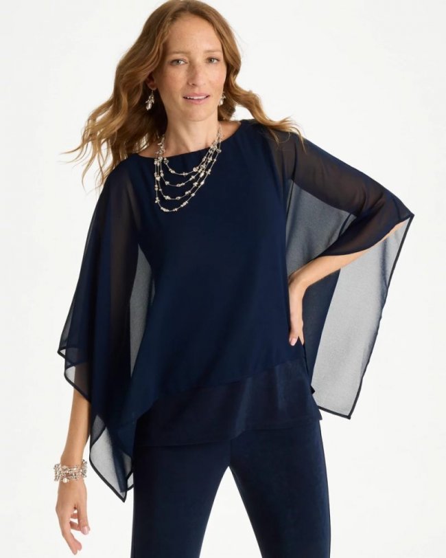 Chicos Travelers™ Chiffon Layered Top - TRAVELERS INDIA INK