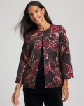 Chicos Travelers™ Collection Jacquard Foiled Floral Jacket - RED