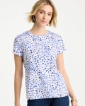 Chicos Murano Cotton Stretch Cap Sleeve Tee - AMPARO BLUE