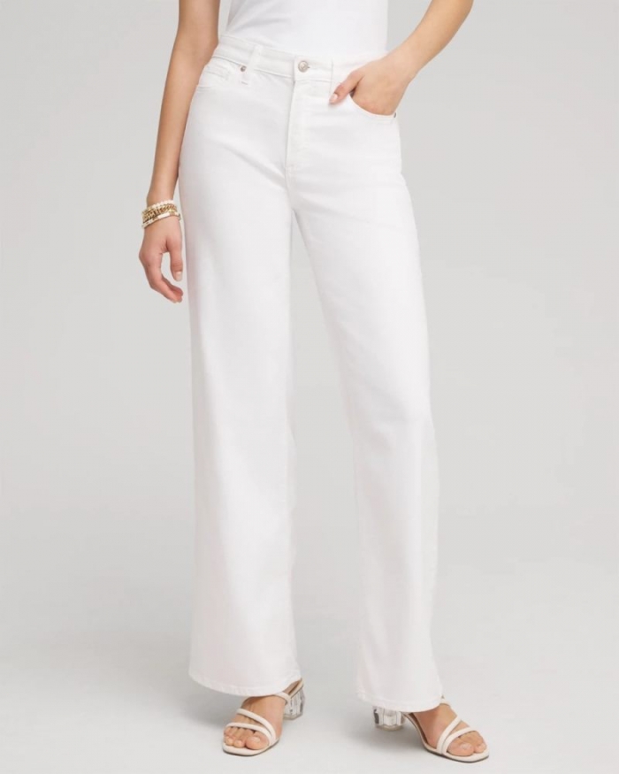 Chicos High Rise Wide Leg Jeans - ALABASTER