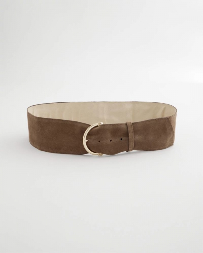 Chicos Suede Pull Through Sash Belt - TOPAZ SMOKE