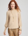 Chicos Shimmer Mock-Neck Top - CHAMPAGNE Chicos Shimmer Mock-Neck Top - CHAMPAGNE