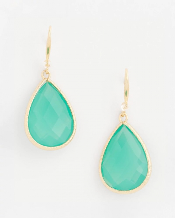Chicos Green Teardrop Fishwire Earrings - GREEN