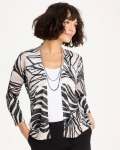 Chicos Vacay Leaf Summer Romance Cardigan - BLACK
