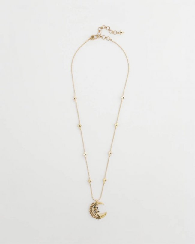 Chicos Gold Moon Pendant Necklace - GOLD