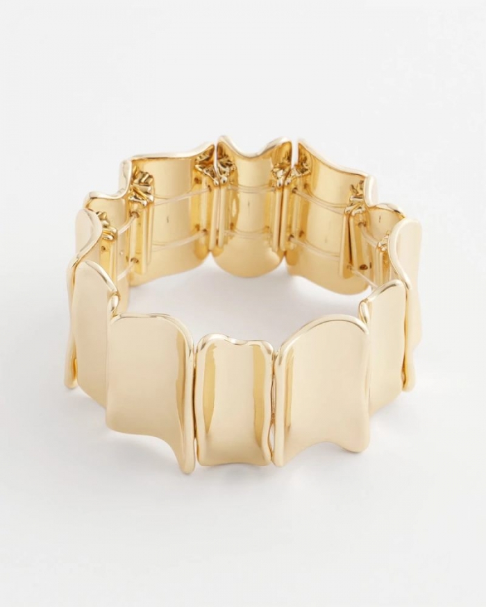 Chicos Gold Wavy Stretch Cuff - GOLD