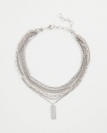 Chicos Silver Tone Pave Multistrand Necklace - SILVER Chicos Silver Tone Pave Multistrand Necklace - SILVER