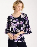 Chicos Travelers™ Amethyst Iris Flounce-Sleeve Top - TRAVELERS INDIA INK Chicos Travelers™ Amethyst Iris Flounce-Sleeve Top - TRAVELERS INDIA INK