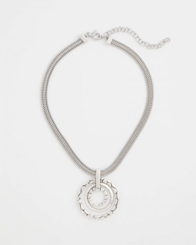 Chicos Silver Short Pendant Necklace - SILVER