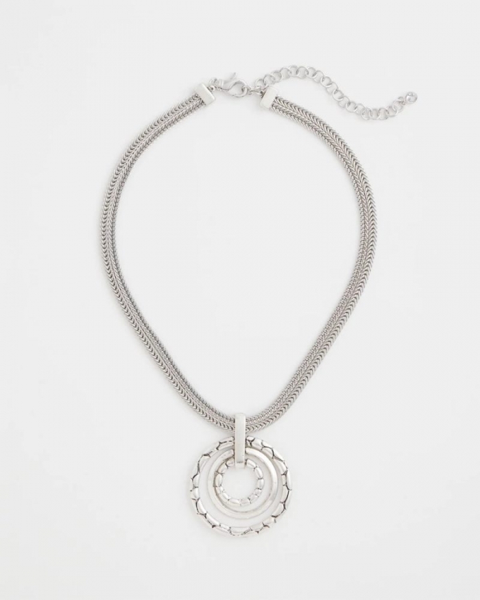 Chicos Silver Short Pendant Necklace - SILVER