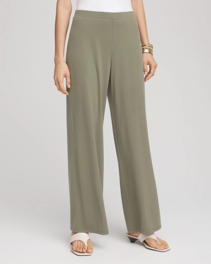 Chicos Travelers™ Knit Wide-Leg Pants - DUSTY OLIVE