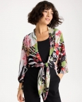 Chicos Georgette Tie-Front Kimono - BLACK Chicos Georgette Tie-Front Kimono - BLACK