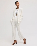 Chicos Striped Linen Wide-Leg Ankle Pants - ECRU Chicos Striped Linen Wide-Leg Ankle Pants - ECRU