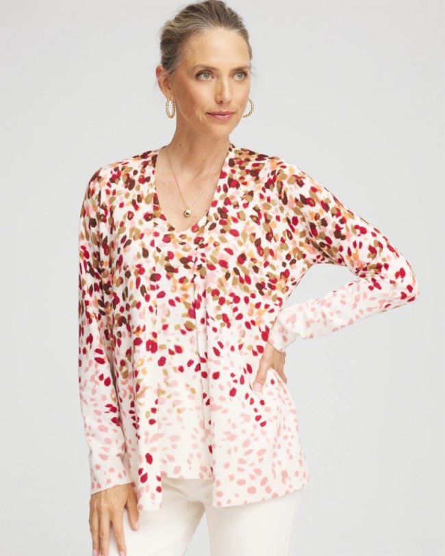 Chicos Ombré Printed V-Neck Cardigan - MULTI