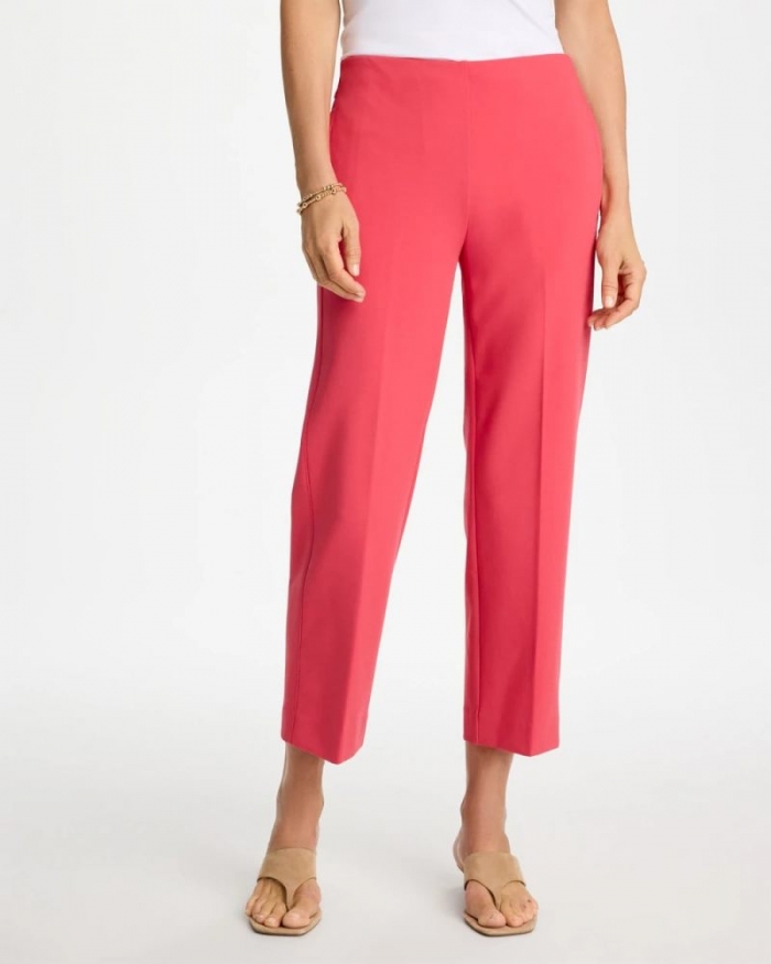 Chicos Juliet Lightweight Straight Crop Pants - HOT HONEYSUCKLE
